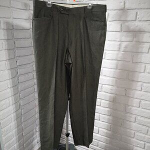 Cricketeer Men's Flat Front Olive Green 35% Wool Made in Canada Dress Pants